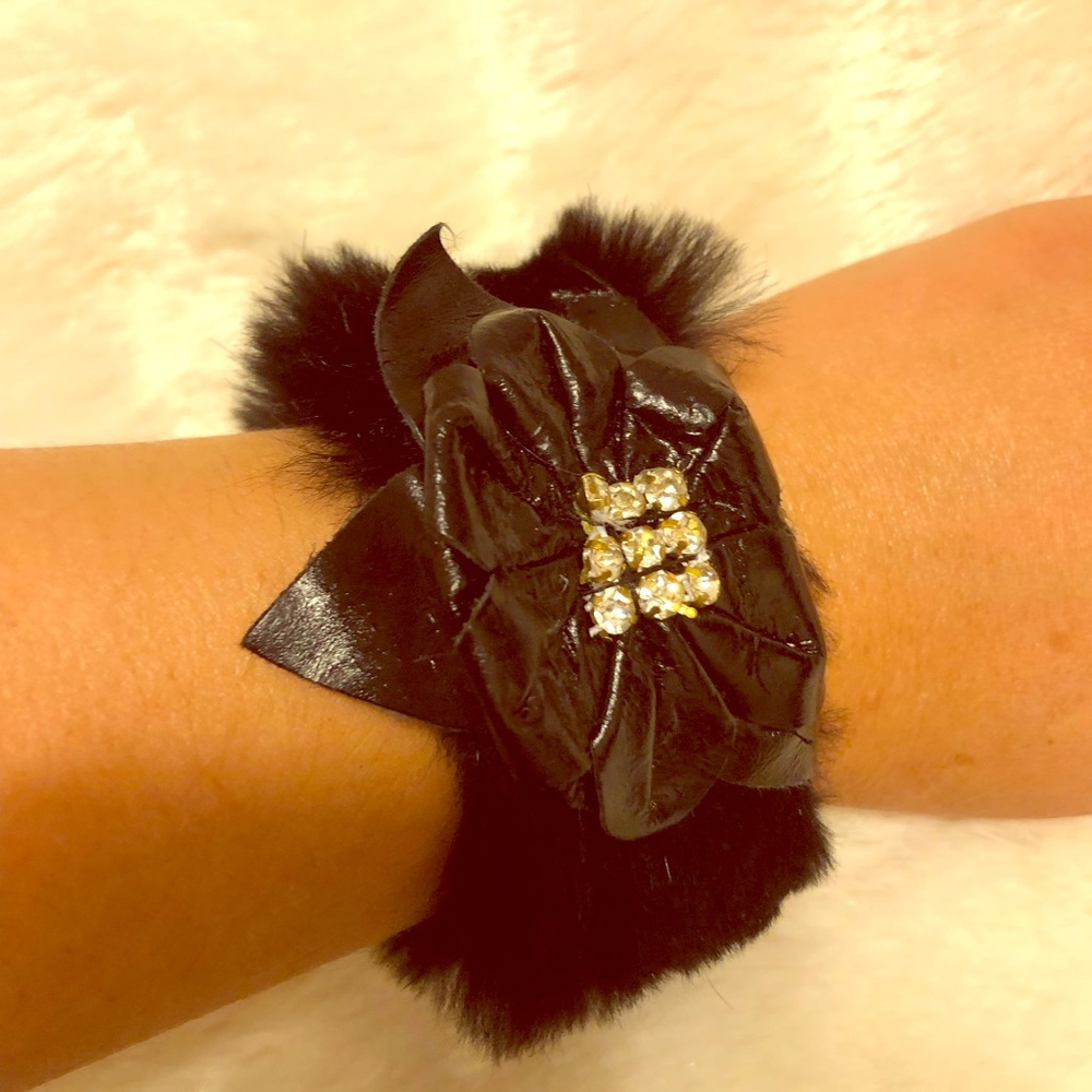 Faux fur cuff bracelet